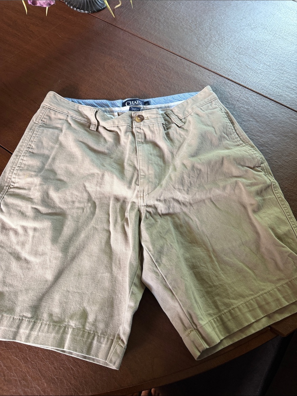 Chaps Men's Tan Flat-Front Cotton Shorts